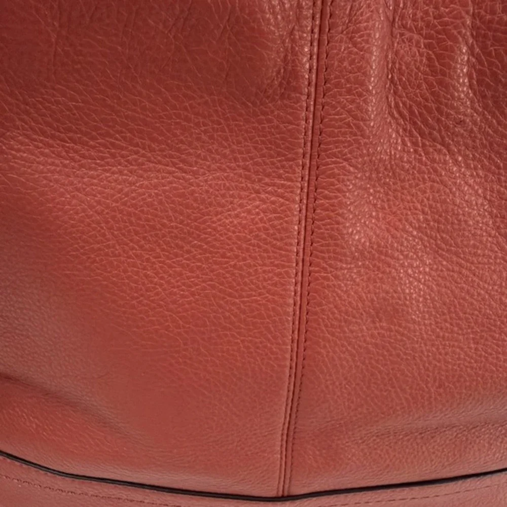 Coach F23284 Pebbled Leather Hobo Shoulder Bag Coral Red Zip Top.    ‎   5171